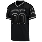 Football Custom Jersey Authentic Black Black-Gray Mesh Throwback