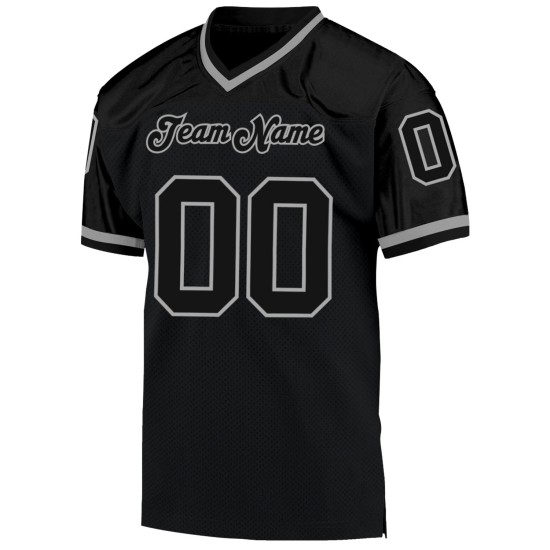 Football Custom Jersey Authentic Black Black-Gray Mesh Throwback