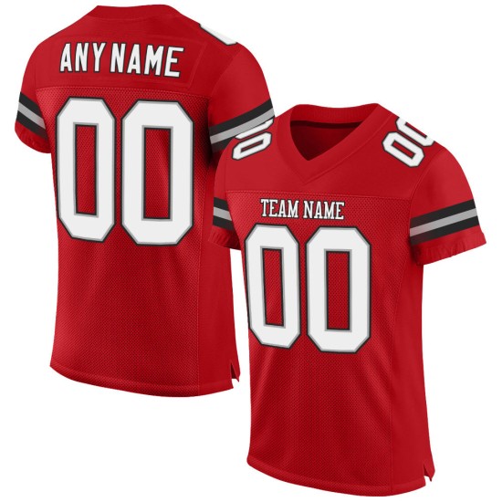 Authentic Custom Jersey Red White-Black Mesh Football