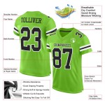 Authentic Custom Football Black-White Green Jersey Mesh Neon