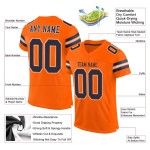 Navy-White Mesh Football Jersey Authentic Orange Custom