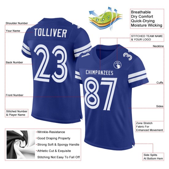 Jersey Mesh Custom Football Authentic White Royal Jersey Mesh Custom Football Authentic White Royal