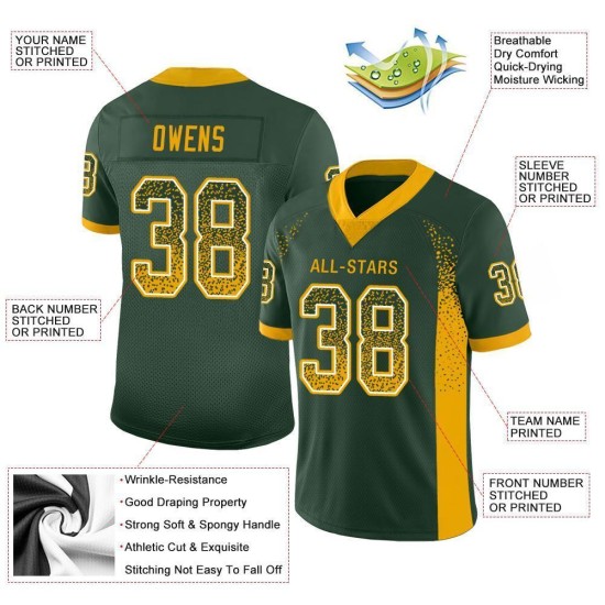 Green Football Fashion Gold-White Drift Mesh Custom Jersey Green Football Fashion Gold-White Drift Mesh Custom Jersey