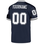 Custom Throwback Football Authentic Mesh Jersey Navy White-Gray