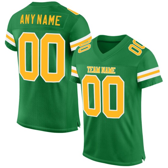 Football Gold-White Grass Jersey Green Custom Mesh Authentic