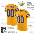 Football Royal-White Jersey Custom Authentic Gold Mesh