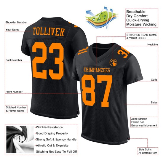 Jersey Football Authentic Custom Mesh Orange Black Bay