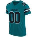 Authentic Custom Teal Jersey Football Black-White Mesh