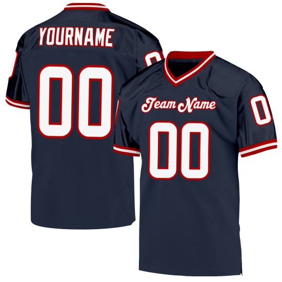 Mesh Custom Jersey Navy White-Red Throwback Football Authentic