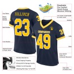 Football Throwback Jersey Mesh Custom Navy Authentic Gold-White Football Throwback Jersey Mesh Custom Navy Authentic Gold-White