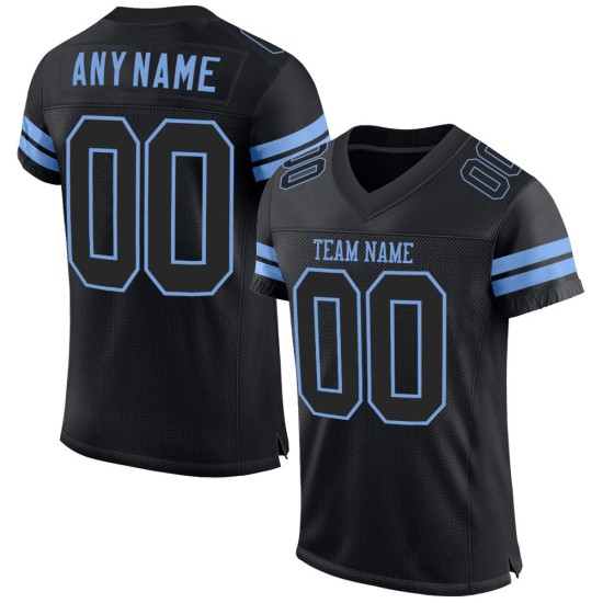 Custom Jersey Black-Light Mesh Authentic Black Football Blue Custom Jersey Black-Light Mesh Authentic Black Football Blue