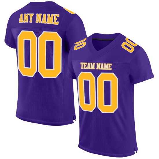 Authentic Gold-White Mesh Jersey Custom Football Purple Authentic Gold-White Mesh Jersey Custom Football Purple