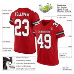 Authentic Custom Jersey Red White-Black Mesh Football