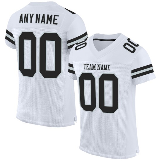 Black-Silver Jersey Authentic Football Custom Mesh White Black-Silver Jersey Authentic Football Custom Mesh White
