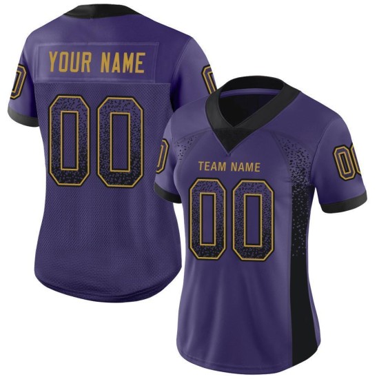 Black-Old Drift Custom Purple Fashion Mesh Gold Jersey Football Black-Old Drift Custom Purple Fashion Mesh Gold Jersey Football
