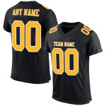 Jersey Mesh Gold-White Authentic Black Football Custom Jersey Mesh Gold-White Authentic Black Football Custom