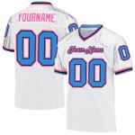 Powder Authentic White Blue-Pink Mesh Football Jersey Custom Throwback Powder Authentic White Blue-Pink Mesh Football Jersey Custom Throwback