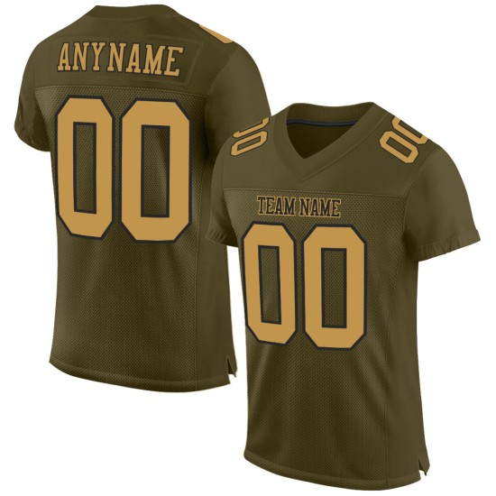 Salute Old Football Service Gold-Black Custom Mesh Jersey Olive Authentic To Salute Old Football Service Gold-Black Custom Mesh Jersey Olive Authentic To