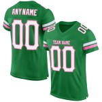 Custom White-Pink Mesh Football Grass Jersey Green Authentic