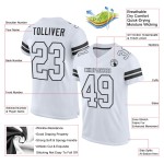 White-Black Custom Authentic White Football Jersey Mesh