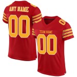 Mesh Jersey Football Authentic Red Custom Gold-White