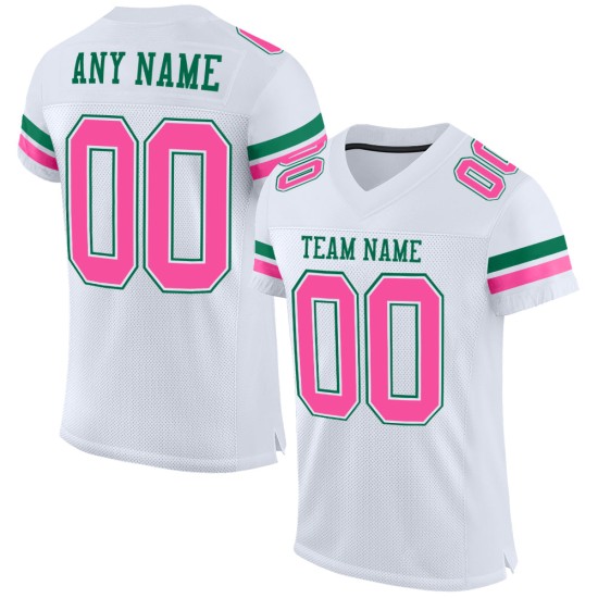 Football Jersey Green White Authentic Mesh Pink-Kelly Custom Football Jersey Green White Authentic Mesh Pink-Kelly Custom