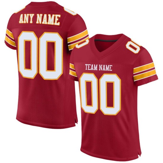 Football Authentic Mesh Cardinal Custom White-Gold Jersey Football Authentic Mesh Cardinal Custom White-Gold Jersey