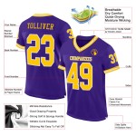 Custom Purple Jersey Mesh Football Gold-White Throwback Authentic Custom Purple Jersey Mesh Football Gold-White Throwback Authentic