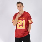 Mesh Jersey Football Authentic Red Custom Gold-White