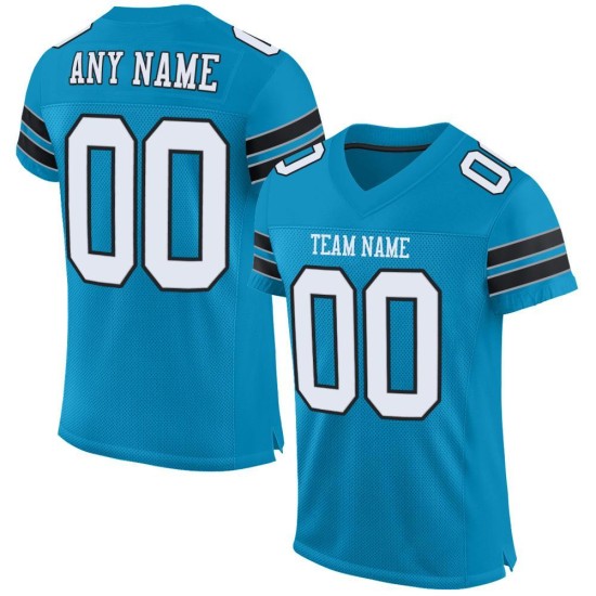 White-Black Football Jersey Authentic Blue Custom Mesh Panther White-Black Football Jersey Authentic Blue Custom Mesh Panther