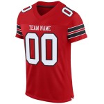 Mesh Authentic Football Custom White-Black Red Jersey